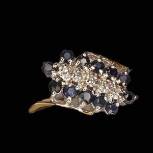 Sapphire diamond yellow gold ring new